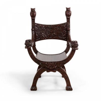 Chinese Carved Mahogany Arm Chair