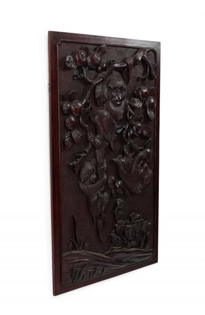 Chinese Carved Monkey Wall Plaque