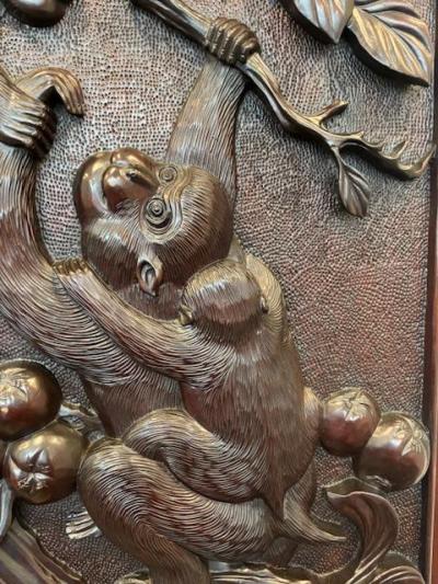 Chinese Carved Monkey Wall Plaque