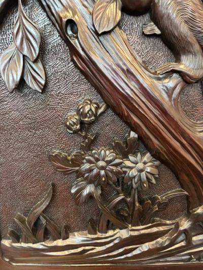 Chinese Carved Monkey Wall Plaque