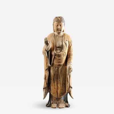 Chinese Carved Wood Teaching Buddha in Ming Style