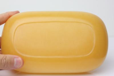 Chinese Carved Yellow Jade Brush Washer on Wood Stand China