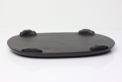 Chinese Carved Yellow Jade Brush Washer on Wood Stand China