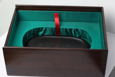 Chinese Carved Yellow Jade Brush Washer on Wood Stand China