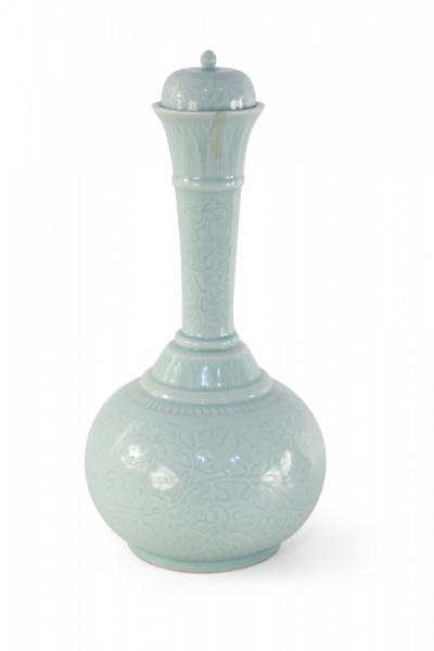 Chinese Celadon Lidded Porcelain Vase