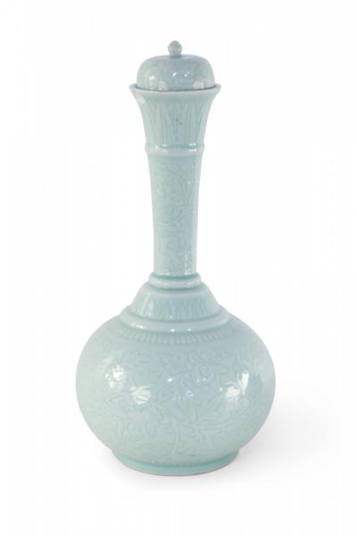 Chinese Celadon Lidded Porcelain Vase