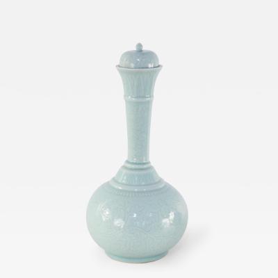 Chinese Celadon Lidded Porcelain Vase
