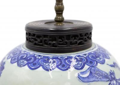 Chinese Celadon Porcelain Table Lamp on a Teak Base