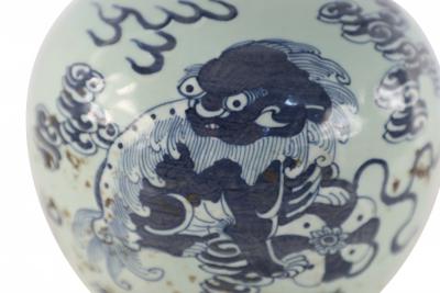 Chinese Celadon and Blue Dragon Motif Porcelain Vase