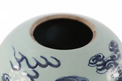 Chinese Celadon and Blue Dragon Motif Porcelain Vase