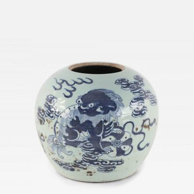 Chinese Celadon and Blue Dragon Motif Porcelain Vase