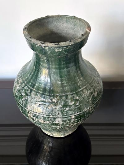Chinese Ceramic Hu Jar with Green Glaze Han Dynasty