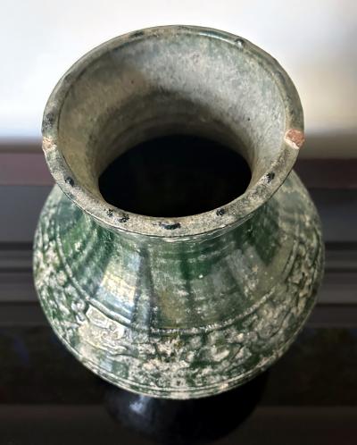 Chinese Ceramic Hu Jar with Green Glaze Han Dynasty