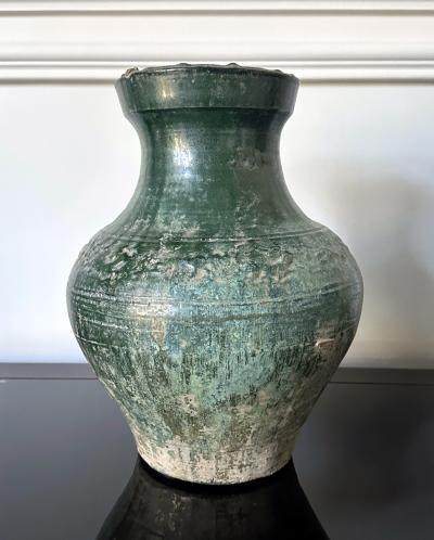 Chinese Ceramic Hu Jar with Green Glaze Han Dynasty