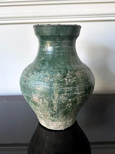 Chinese Ceramic Hu Jar with Green Glaze Han Dynasty