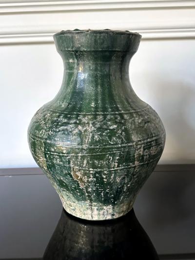Chinese Ceramic Hu Jar with Green Glaze Han Dynasty
