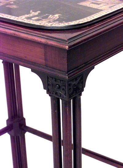 Chinese Chippendale Mahogany Chinoiserie End Table
