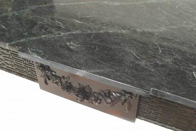 Chinese Chippendale Mahogany Green Marble Console Table