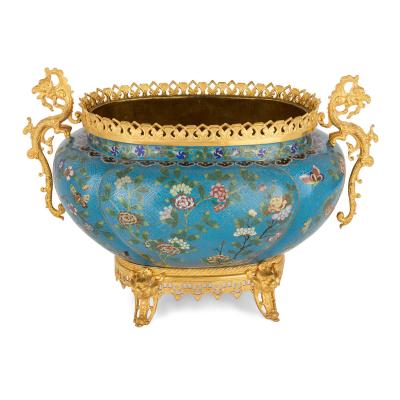 Chinese Cloisonn Enamel Jardini re with French Ormolu Mounts