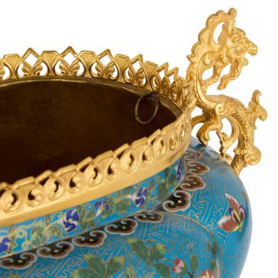Chinese Cloisonn Enamel Jardini re with French Ormolu Mounts