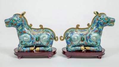 Chinese Cloisonne Horse Boxes