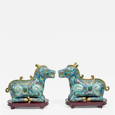 Chinese Cloisonne Horse Boxes