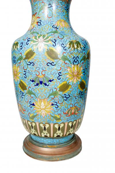 Chinese Cloisonne Vase Mounted As A Lamp