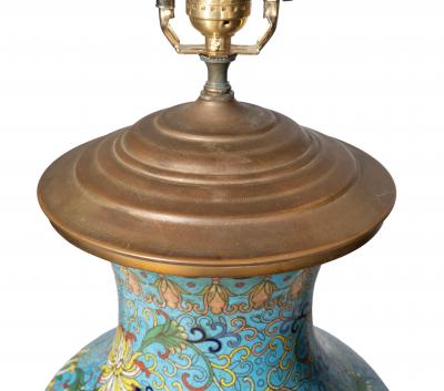 Chinese Cloisonne Vase Mounted As A Lamp