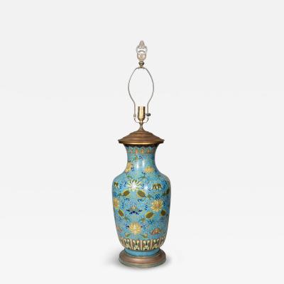 Chinese Cloisonne Vase Mounted As A Lamp