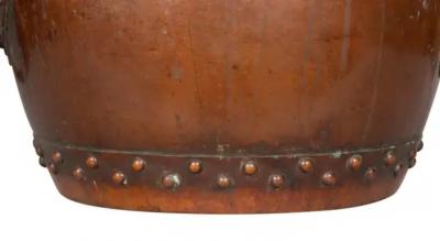 Chinese Copper And Bronze Barrel Form Planter