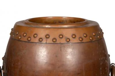 Chinese Copper And Bronze Barrel Form Planter