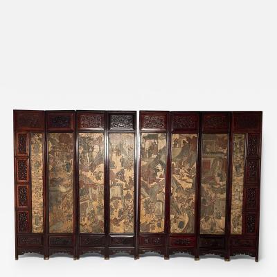 Chinese Coromandel Screen 18th Century Rosewood Painted Figural Geese