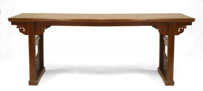 Chinese Elmwood Filigree Console Table