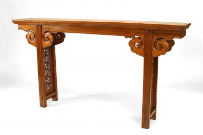 Chinese Elmwood Geometric Altar Console