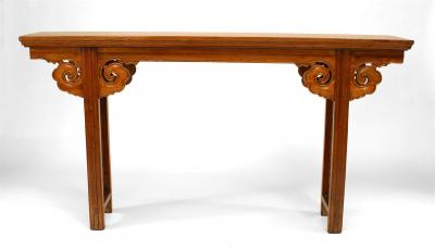 Chinese Elmwood Geometric Altar Console