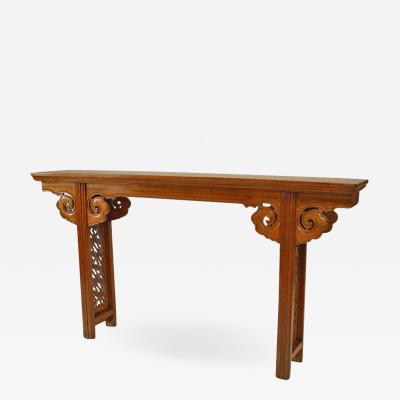 Chinese Elmwood Geometric Altar Console