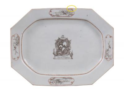Chinese Export Armorial Platter with the Arms of Samuel Vaughan c 1750