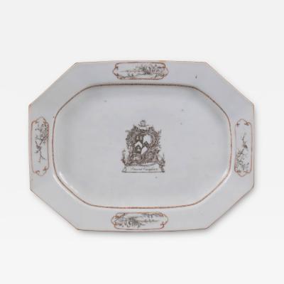 Chinese Export Armorial Platter with the Arms of Samuel Vaughan c 1750