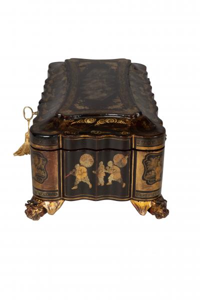 Chinese Export Black Lacquer Game Box