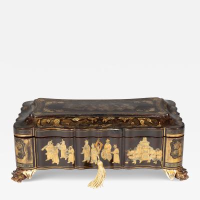 Chinese Export Black Lacquer Game Box