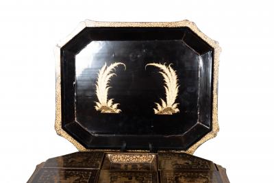 Chinese Export Black Lacquer Game Box