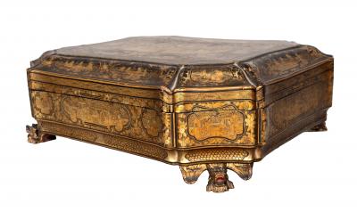 Chinese Export Black Lacquer Game Box