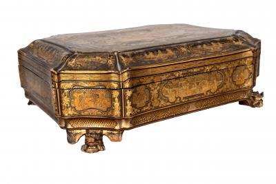 Chinese Export Black Lacquer Game Box