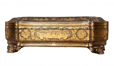 Chinese Export Black Lacquer Game Box