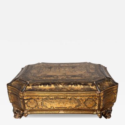 Chinese Export Black Lacquer Game Box