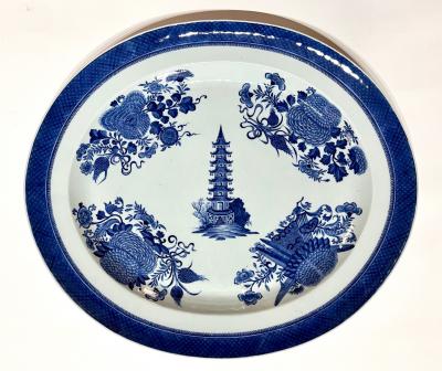 Chinese Export Blue Fitzhugh Platters from the Cabot Perkins Service