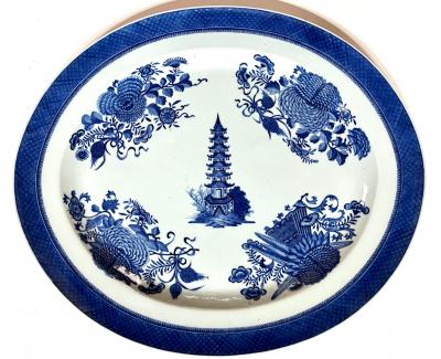 Chinese Export Blue Fitzhugh Platters from the Cabot Perkins Service