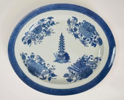 Chinese Export Blue Fitzhugh Platters from the Cabot Perkins Service