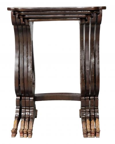 Chinese Export Brown Lacquer Quartetto Tables