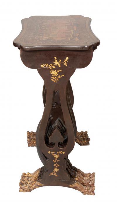 Chinese Export Brown Lacquer Quartetto Tables